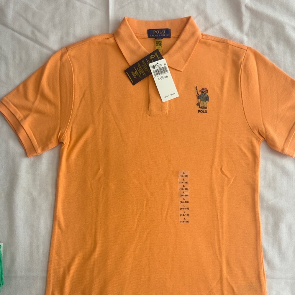 Polo by Ralph Lauren Orange Short-Sleeve Polo with Bear Patch